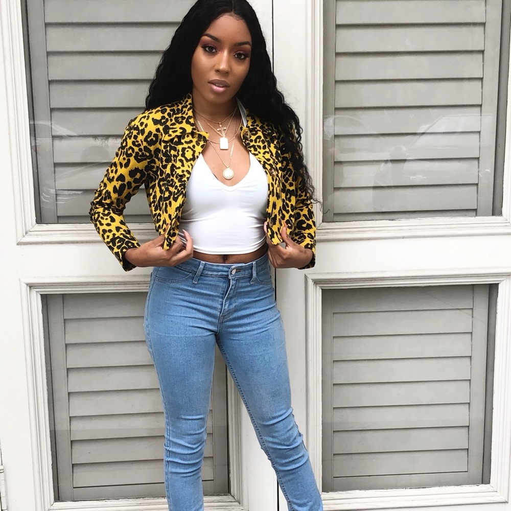 Cheetah print crop jacket